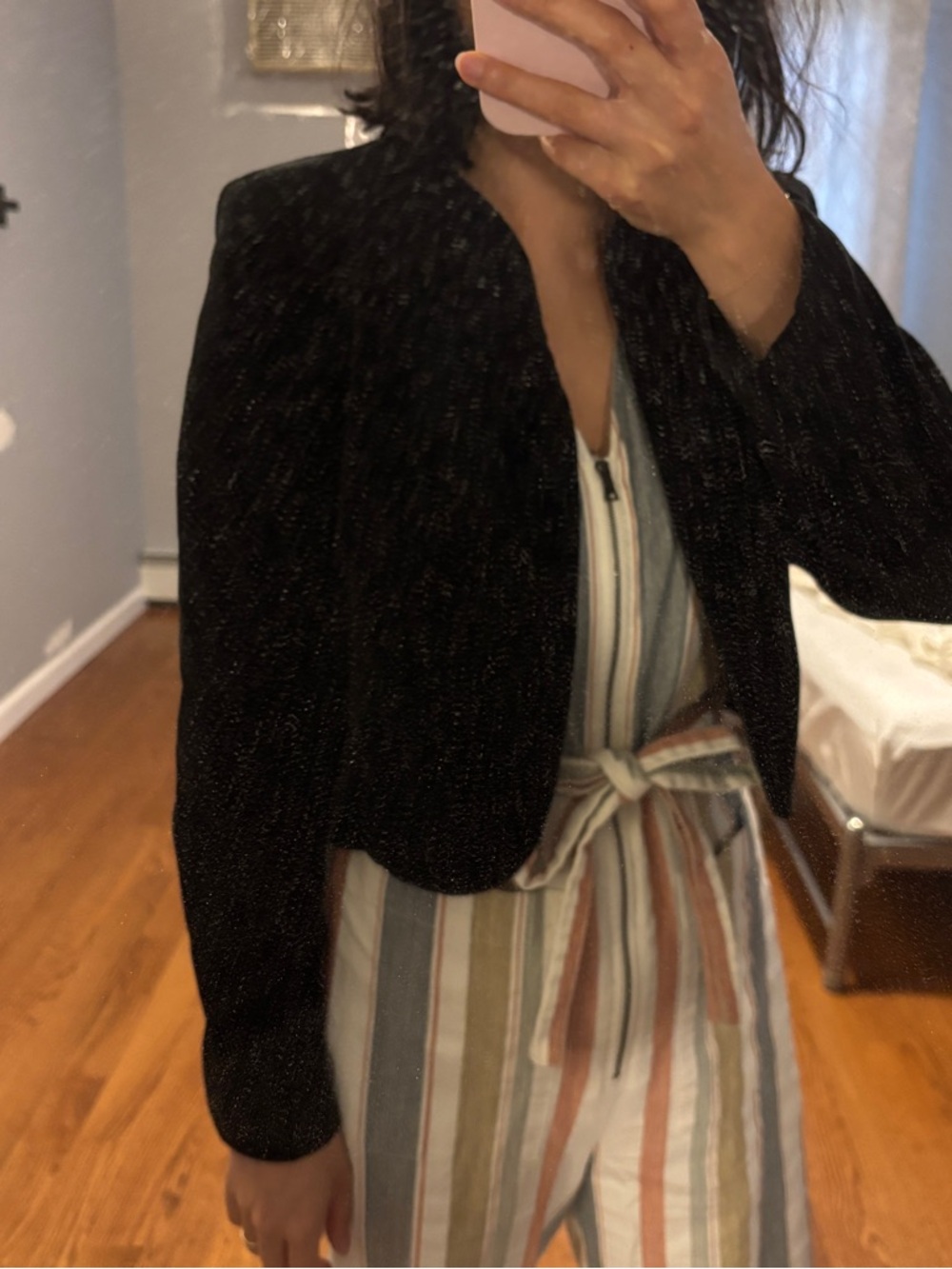 Black Velvet Cropped Jacket